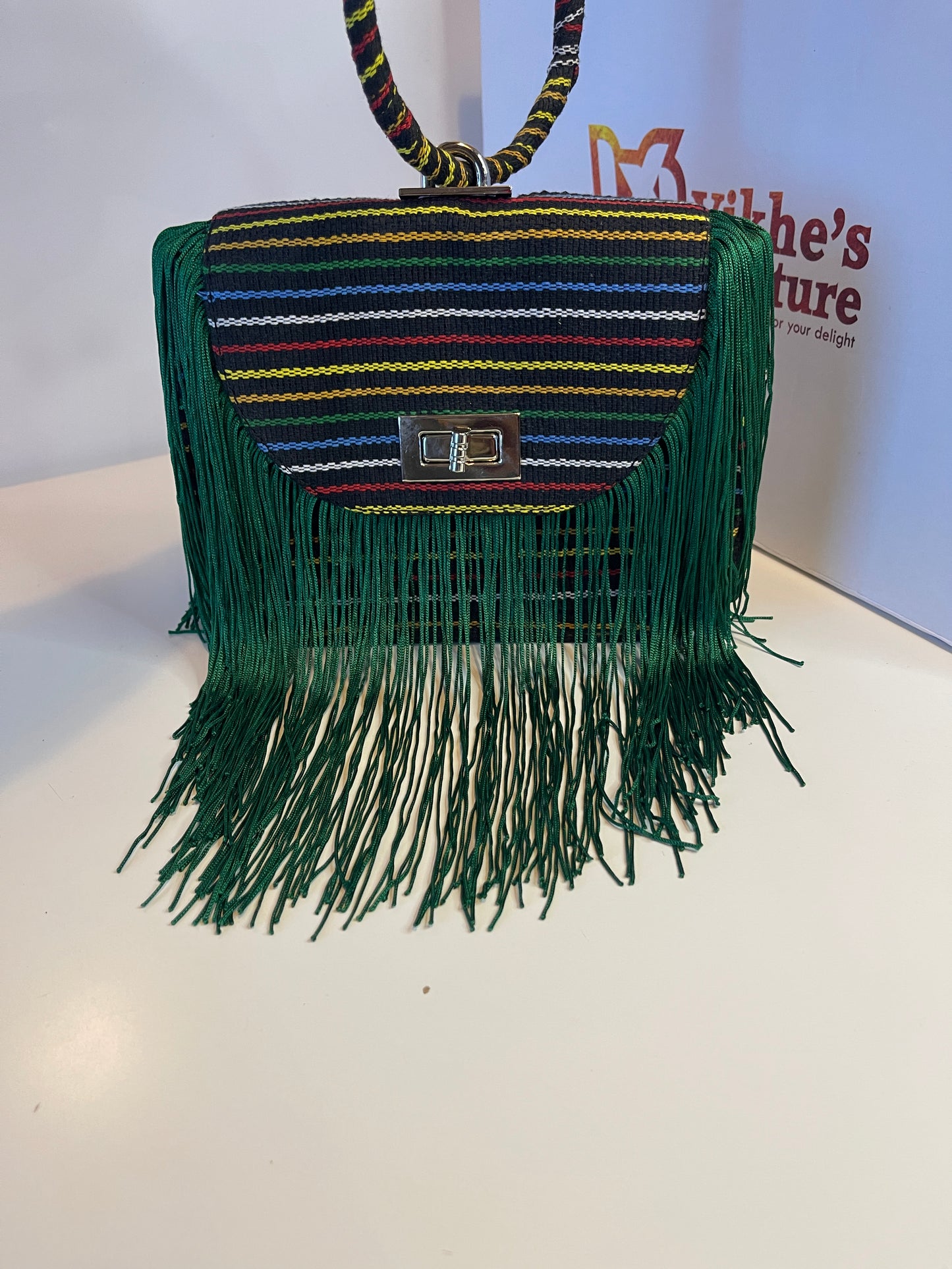 Multi-colour fringe bag
