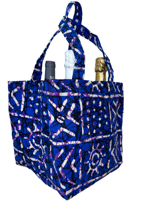 Blue Wine Bag for Four Bottles