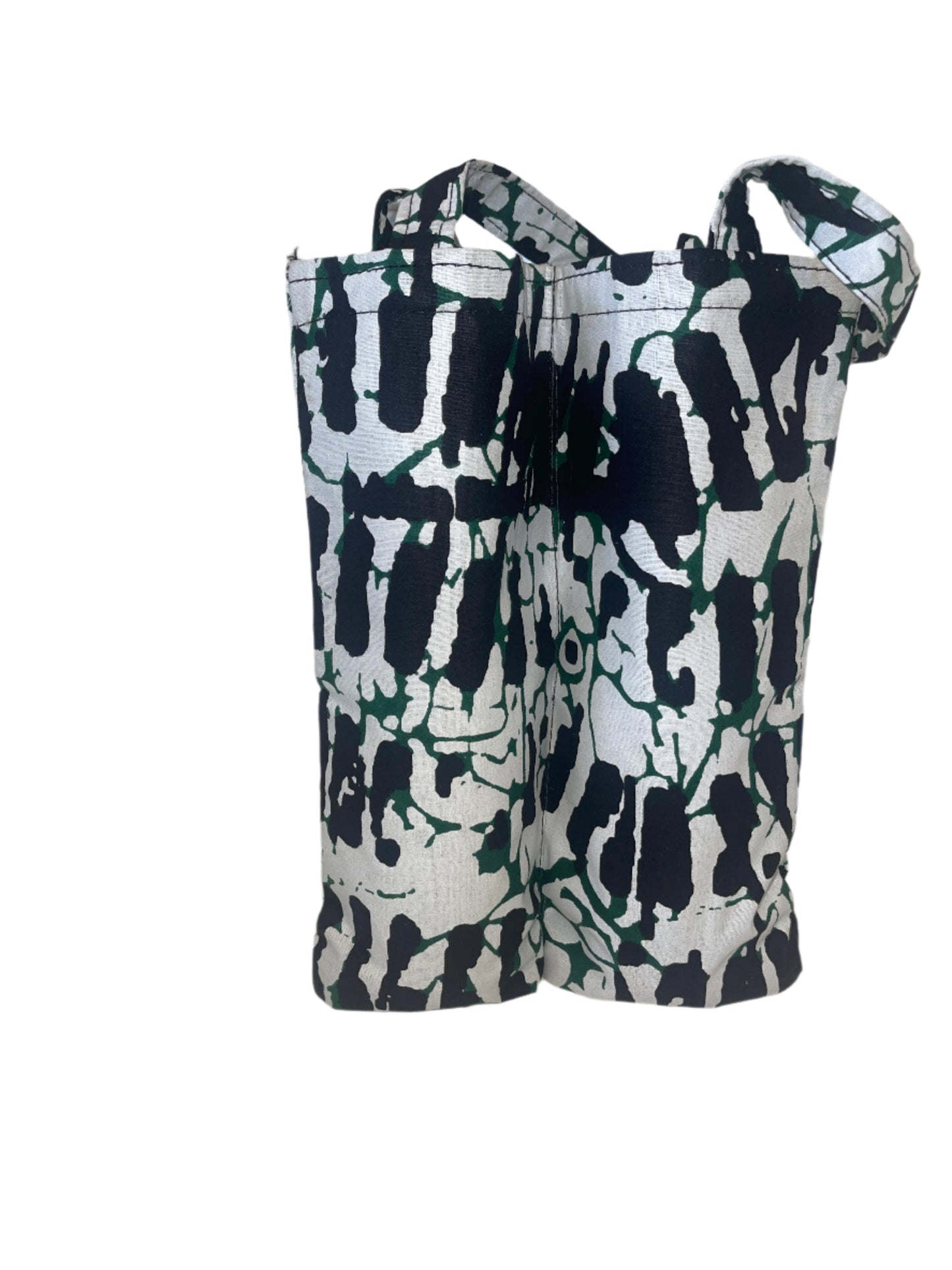 white and Green Wine Bag for Two Bottles.