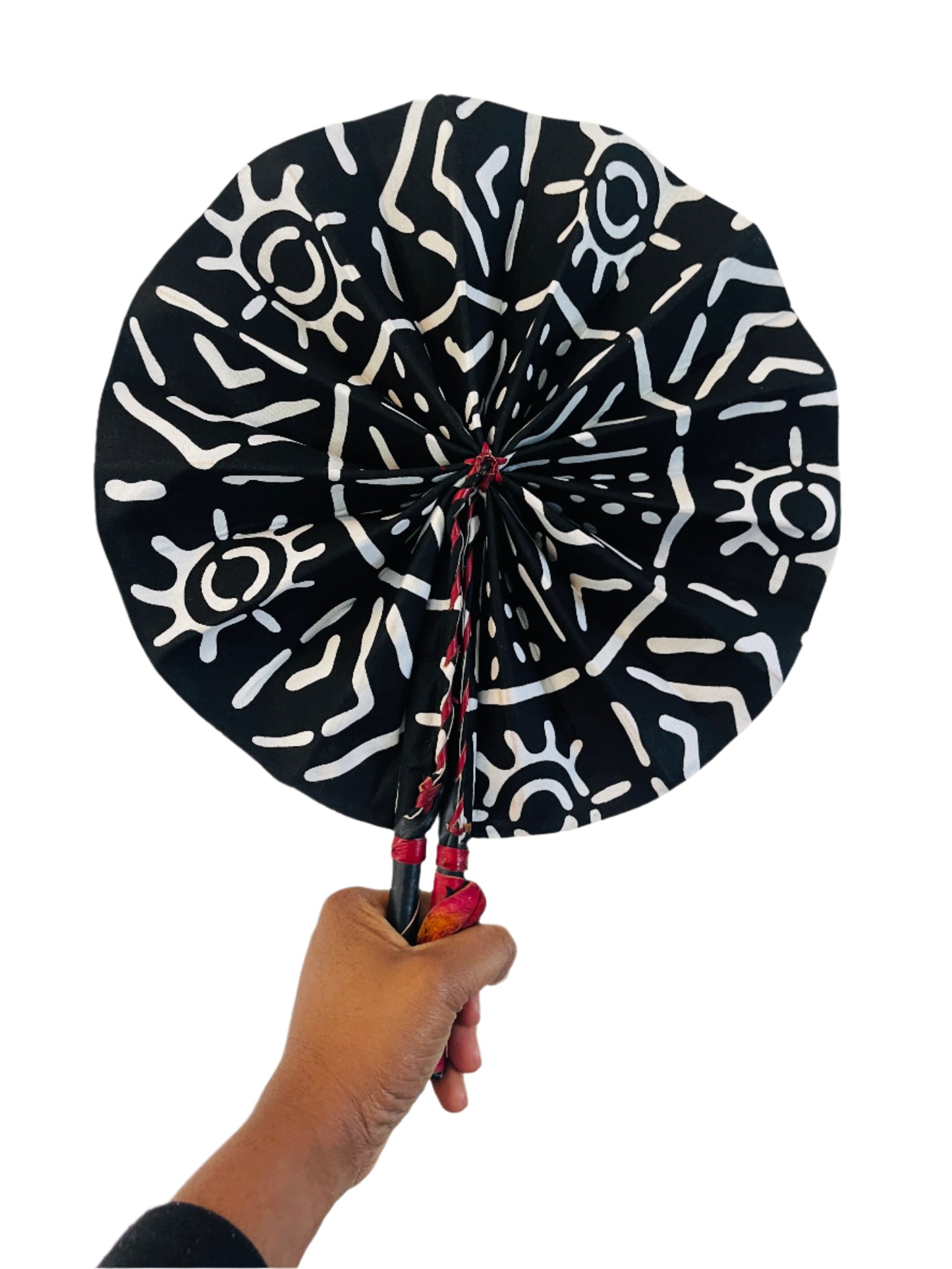 Harmattan Breeze Hand Fan (black and white)
