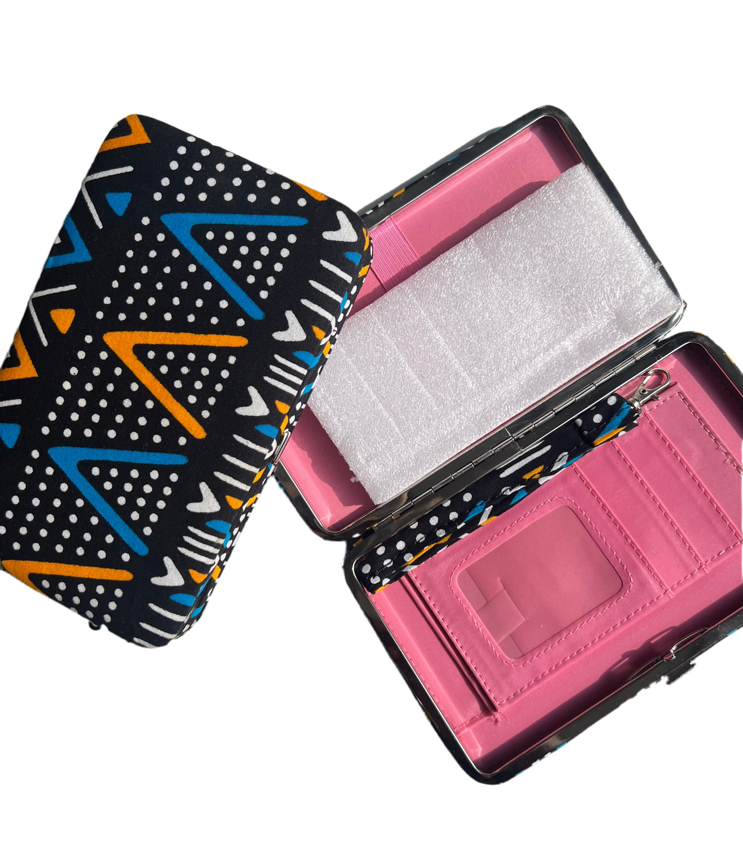 Black, Blue and white female wallet