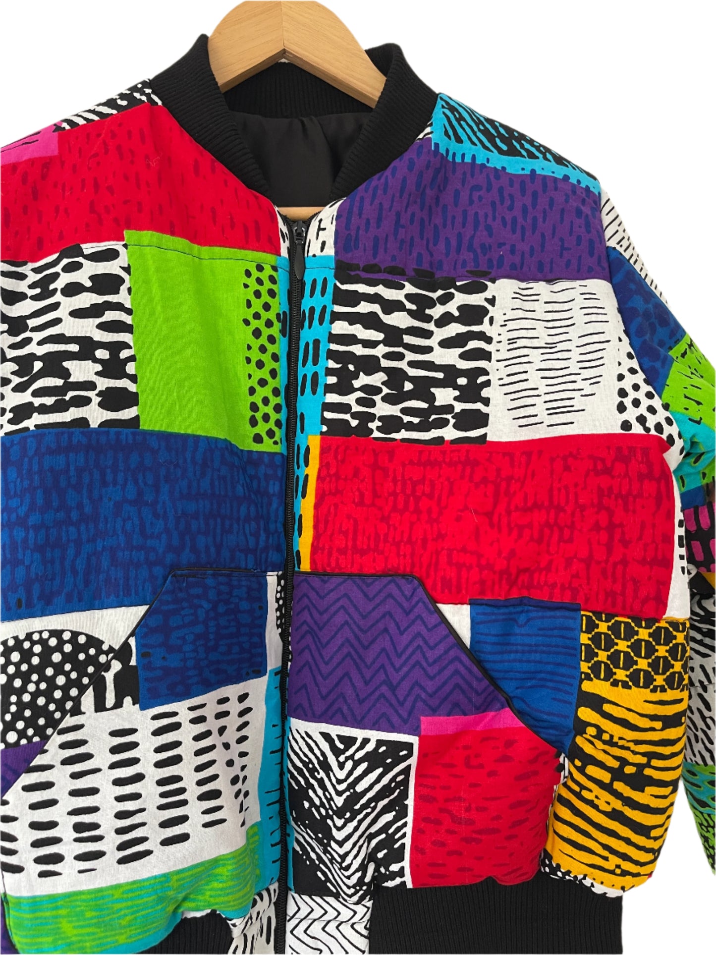 COLOUR-BLOCK MATRIX BUMPER JACKET