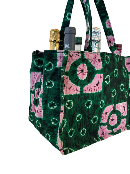 Green Wine Bag for Six Bottles.