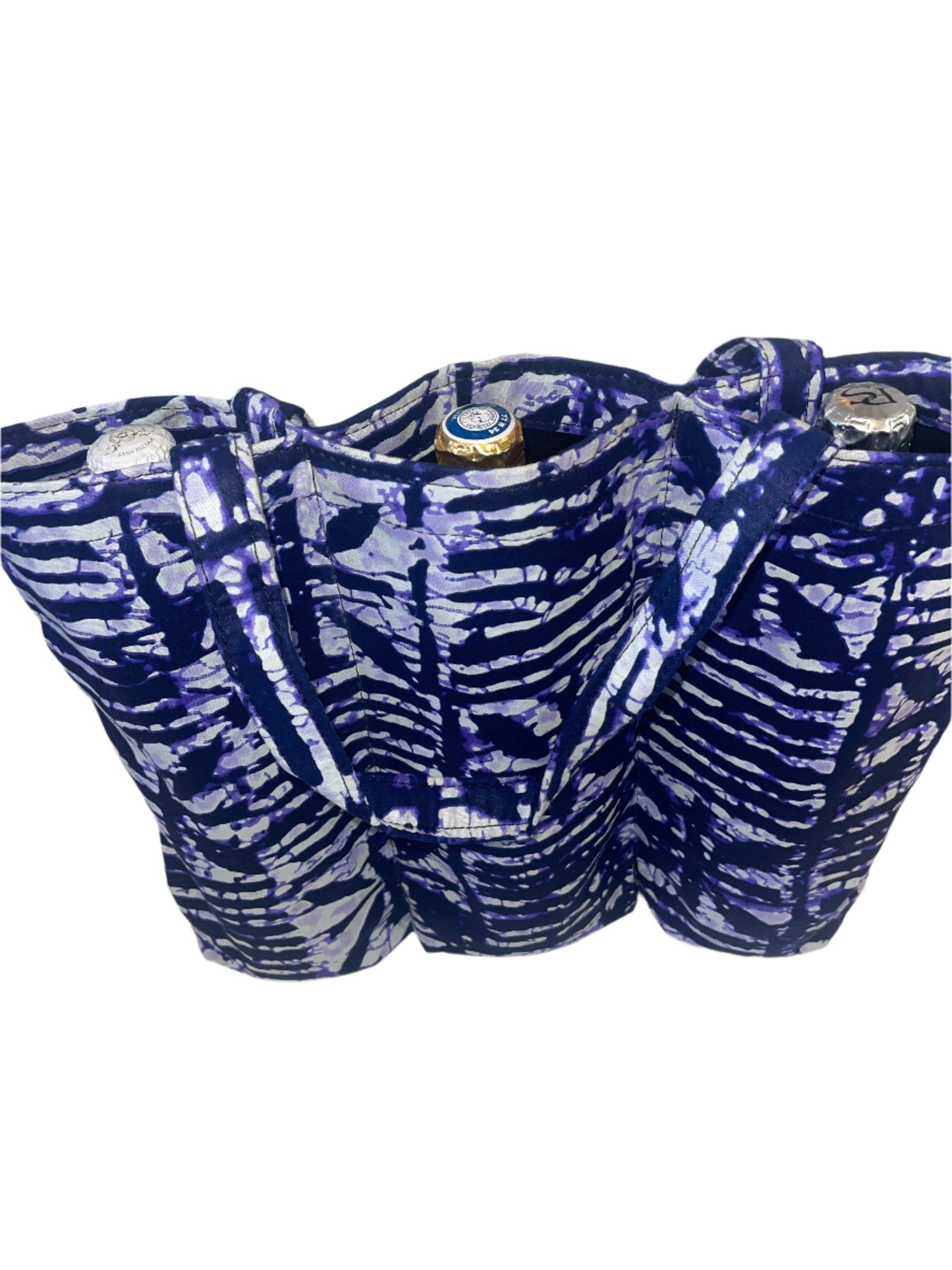 Blue Leopard Wine Bag for Three Bottles