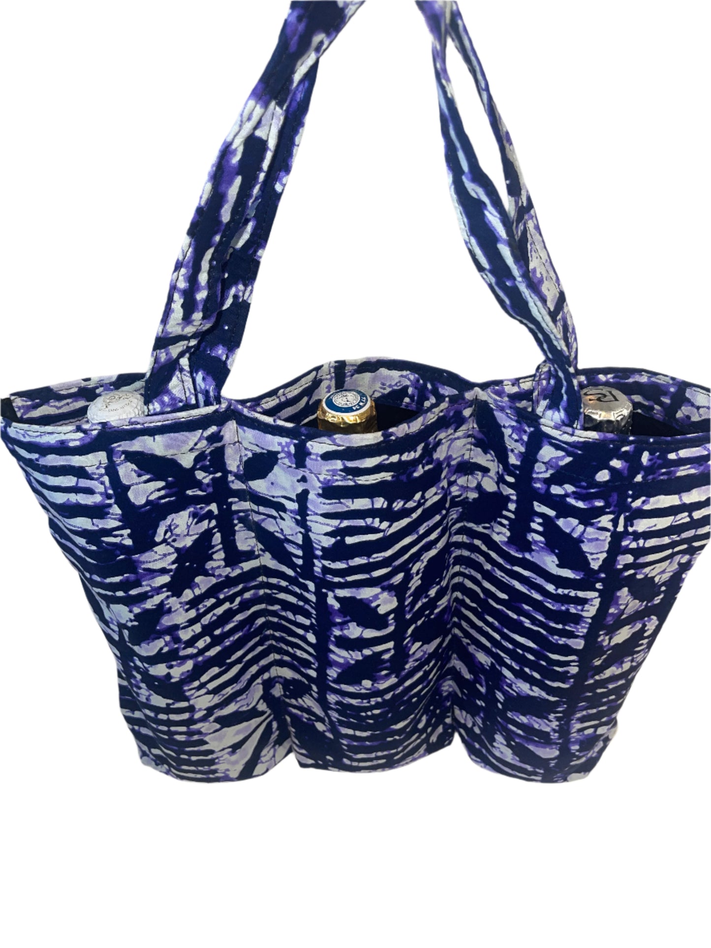 Blue Leopard Wine Bag for Three Bottles